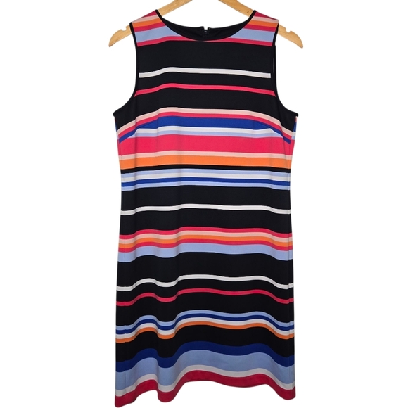 Maggy London Womens Colorful Striped Sleeveless A Line Shift Dress Size 10 - Picture 1 of 6